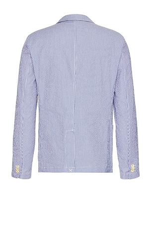 Scotch & Soda Unconstructed Striped Seersucker Blazer in Blue