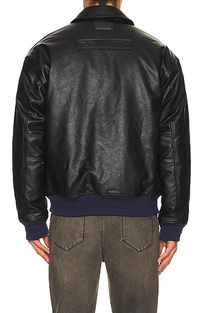 Scotch & Soda Faux Leather Puffer Jacket in Black