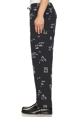 Scotch & Soda Embroidered Cotton Blend Relaxed Pants in Black
