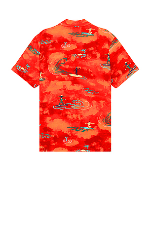 Scotch & Soda Allover Printed Viscose Short Sleeve Shirt in Red