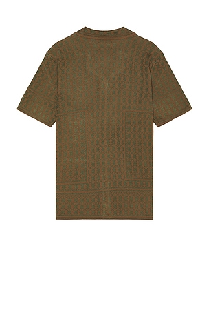 Scotch & Soda Jacquard Knitted Button Down Shirt in Brown