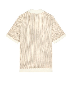 Scotch & Soda Open Structured Knitted V-Neck Shirt in Cream
