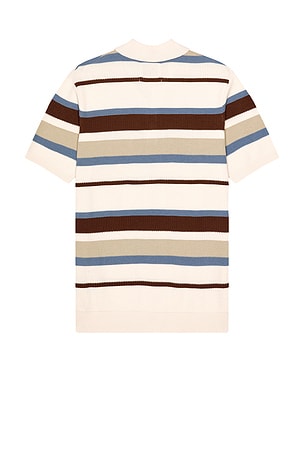 Scotch & Soda Regular Fit Knitted Striped Polo in Cream,Brown