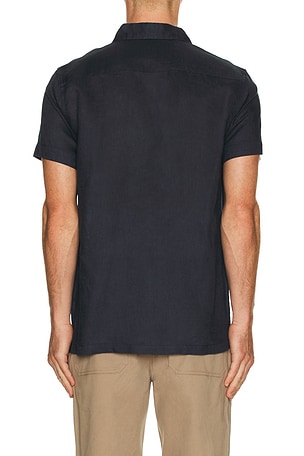 Scotch & Soda Short Sleeve Linen Shirt in Navy