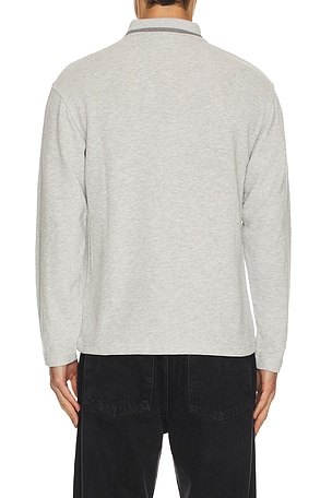 Scotch & Soda Structured Relaxed Fit Long Sleeve Polo in Light Grey