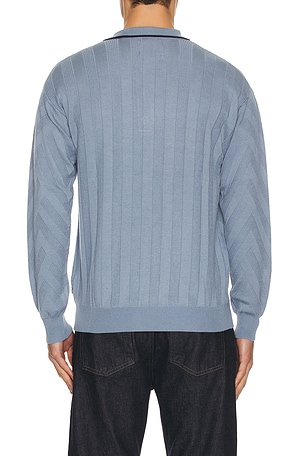 Scotch & Soda Structure Long Sleeve Polo in Blue