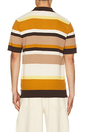 Scotch & Soda Structured Striped Knitted Polo in Brown