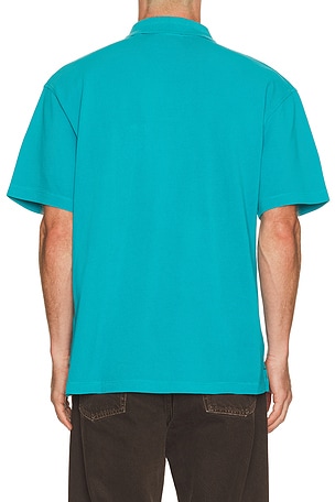 Scotch & Soda 3 Crossed Pique Garment Dyed Polo in Teal