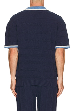 Scotch & Soda StructuRouge Knitted Loose Fit Polo en Bleu