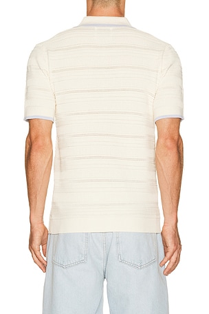 Scotch & Soda Structured Knitted Regular Fit Polo in Cream