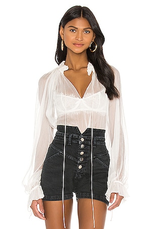 silk ruffle blouse ivory