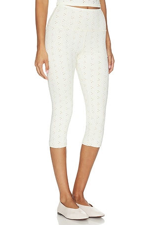 STRUT-THIS The Eyelet Capri Pant in Neutral