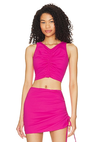 Bobi Cotton Lycra Crop Top in Light Raspberry