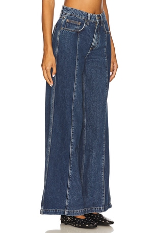 Seventy + Mochi Two Tone Bay Wide Leg Jeans in Blue