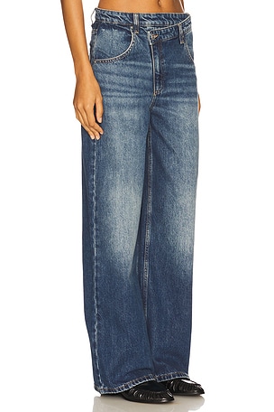 Seventy + Mochi Cross Over Lia Wide Leg Jeans in Blue