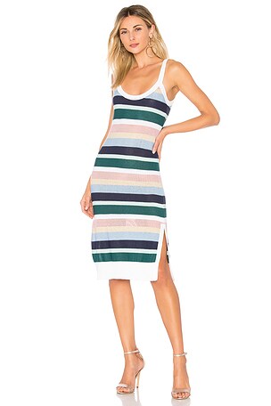 suboo knit dress Suboo Lucy Knitted Wide Stripe Midi Dress in Multi