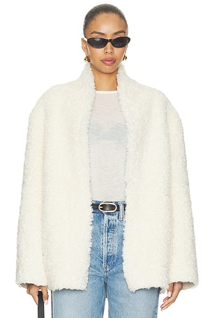 Manuela Shawl-collar Shearling Jacket Source Unknown