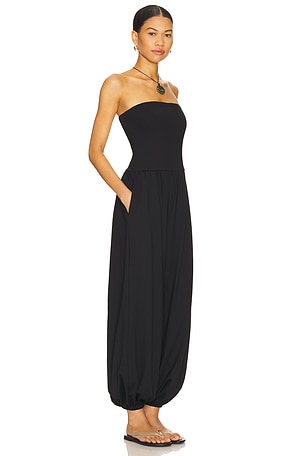 Susana Monaco Tube Gathered Ankle Jumpsuit in Black