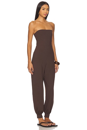 Susana Monaco Strapless Cuffed Ankle Jumpsuit in Brown