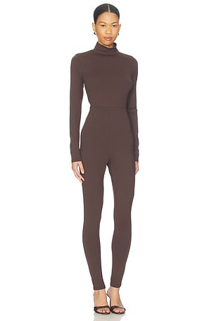 Susana Monaco Carryover Mock Neck Jumpsuit in Chocolate. Size XS. Also