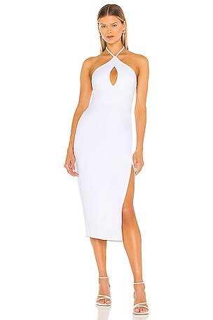 Susana Monaco Halter Open Front Midi Dress in Sugar | REVOLVE
