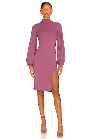 susana monaco purple dress Susana Monaco Mock Neck Long Sleeve Slit Dress in Amethyst