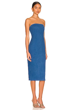 Susana Monaco Strapless Midi Dress in Blue