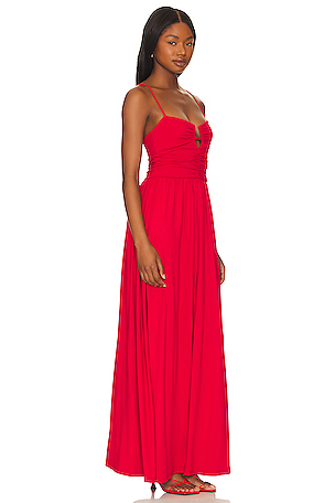 Susana Monaco String Gather Maxi Dress in Red