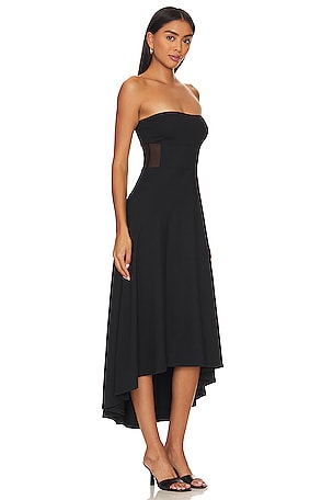 Susana Monaco Mesh Strapless Midi Dress in Black