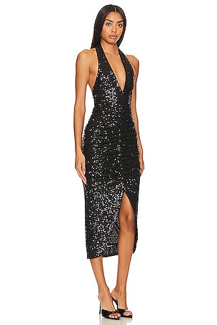 Susana Monaco Sequin Halter Dress in Black