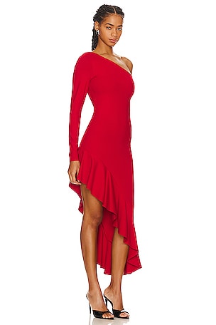 Susana Monaco Ruffle High Low Dress in Red