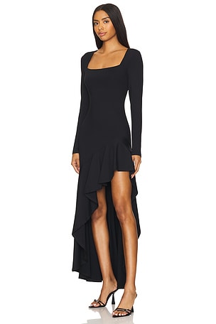 Susana Monaco Long Sleeve High Low Dress in Black