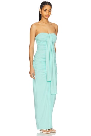 Susana Monaco Center Gathered Tie With Slit Dress in Baby Blue