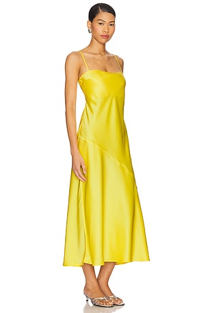Susana Monaco Satin Bias Cut Slip Dress in Lemon