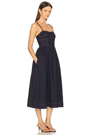 Susana Monaco Denim Corset Midi Dress in Blue