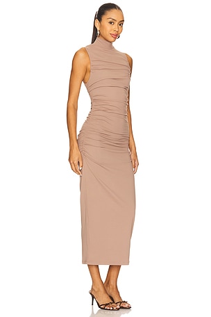 Susana Monaco Gathered Mock Neck Sleeveless Dress in Nude. Size XS. Also