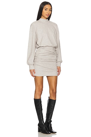 Susana Monaco Fleece Mock Gathered Dress in Tan