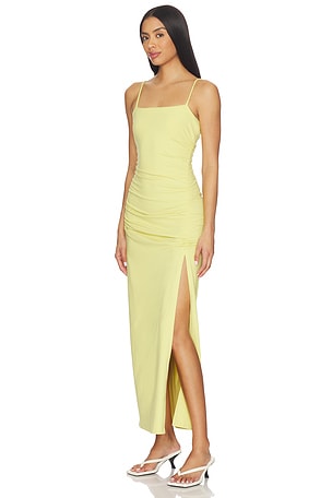 Susana Monaco String Gathered Slit Dress in Lemon