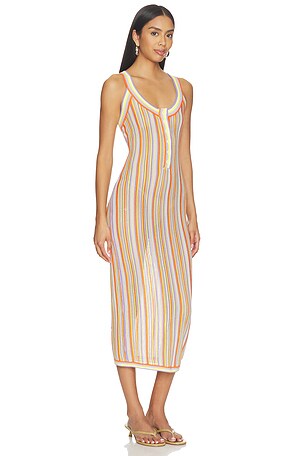 Susana Monaco Stripe Sweater Henley Dress in Orange,Lavender