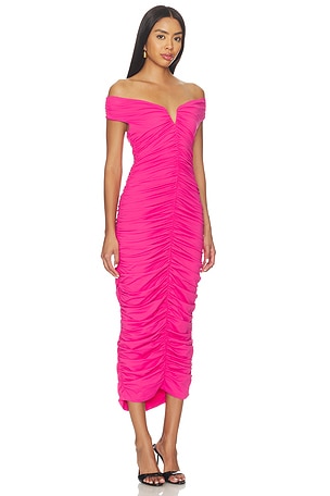 Susana Monaco V-wire Gathered Dress in Pink. Size XL. Also