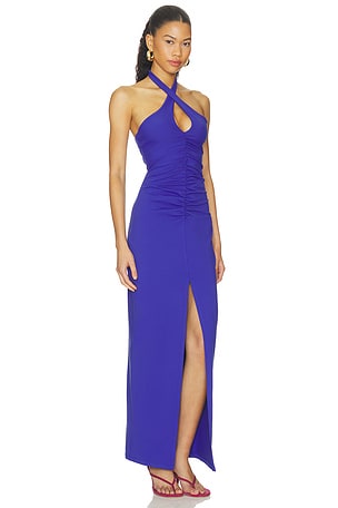 Susana Monaco Cross Front Gathered Front Dress in Blue
