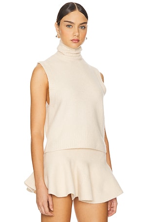Susana Monaco Mapache Mock Neck Vest in Beige