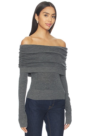 Susana Monaco Light Merino Off Shoulder Sweater in Grey