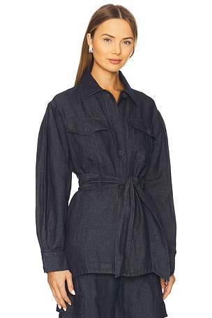 Susana Monaco Cargo Linen Jacket in Navy