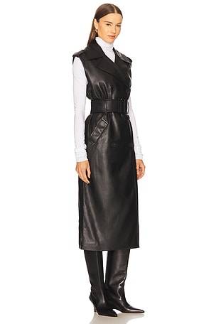 Susana Monaco Sleeveless Faux Leather Sleeveless Trench in Black. Size XS. Also