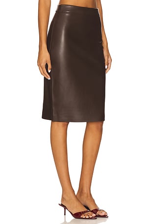 Susana Monaco Faux Leather Pencil Skirt in Chocolate