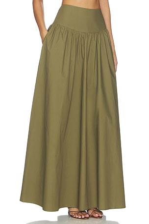 Susana Monaco Poplin Drop Waist Skirt in Whipped Cream in Olive