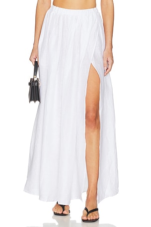 Solid Linen Wrap Elastic Skirt Susana Monaco