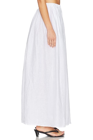 Susana Monaco Solid Linen Wrap Elastic Skirt in White. Size L. Also