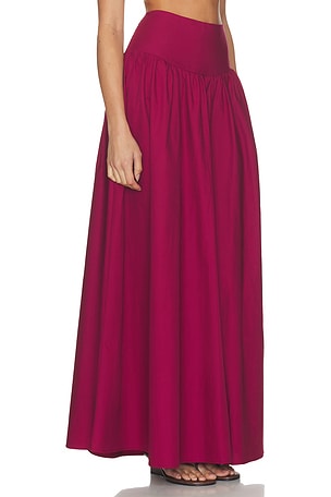 Susana Monaco Poplin Drop Waist Skirt in Burgundy